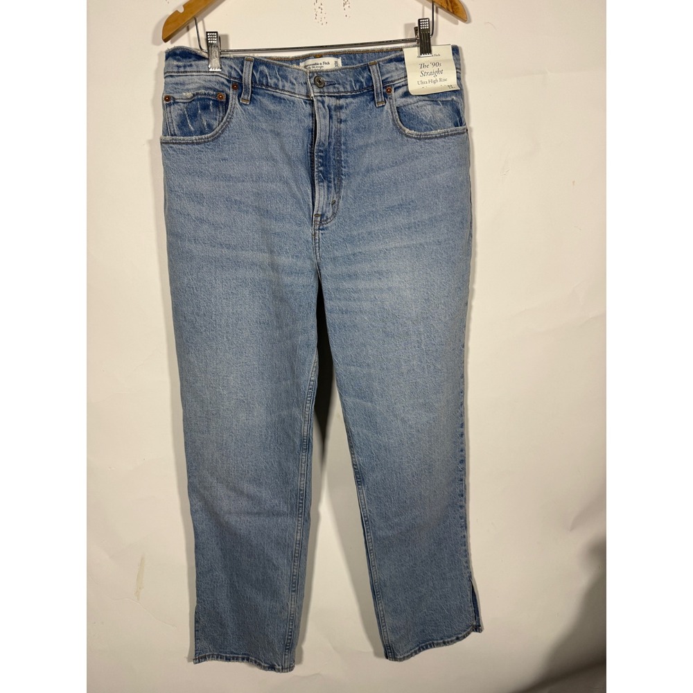 Abercrombie & Fitch The 90s Straight Ultra High Rise Jeans Light Wash 32 14s - Picture 4 of 8